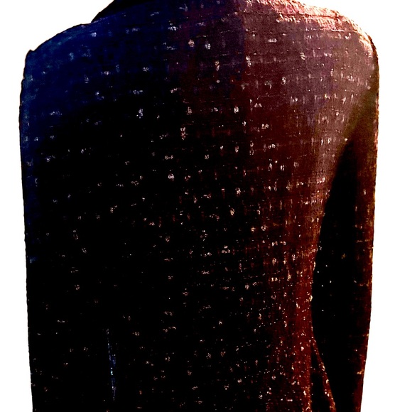 ST. JOHN burgundy/gold ls threaded knit cardigan.SZ10 $279 - Picture 3 of 5